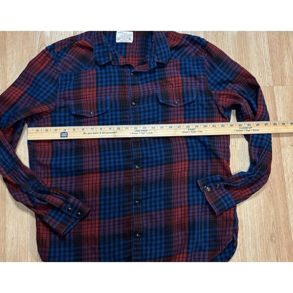 Johnny Cash Upcycled Flannel Lucky Brand Shirt Mens Size XL Patriotic Country - Picture 7 of 9
